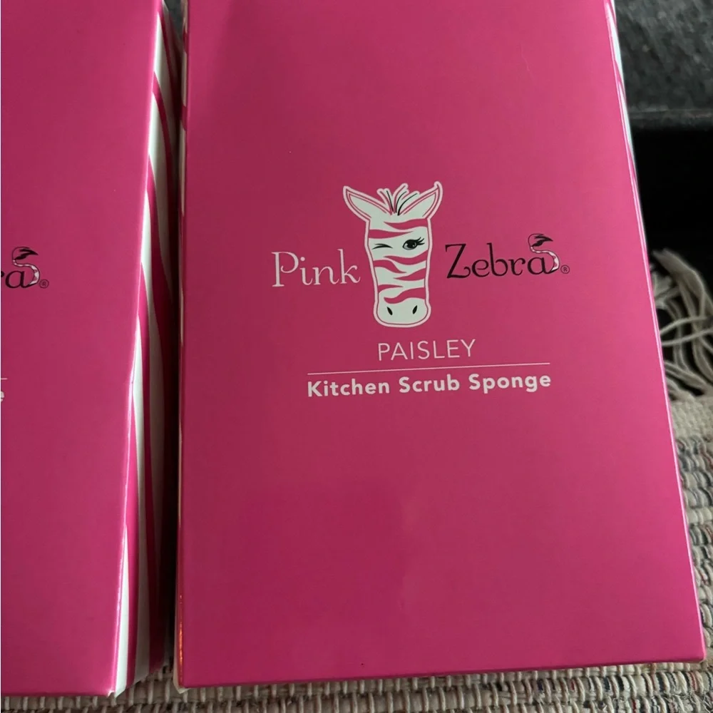 Pink Zebra Kitchen Scrub Sponge x2 - Picture 4 of 5